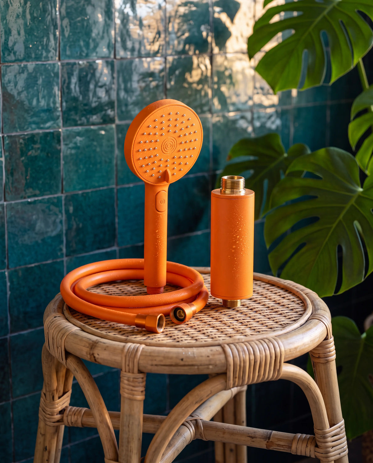 Tangerine Showrz filter shower head and filter with matching hose