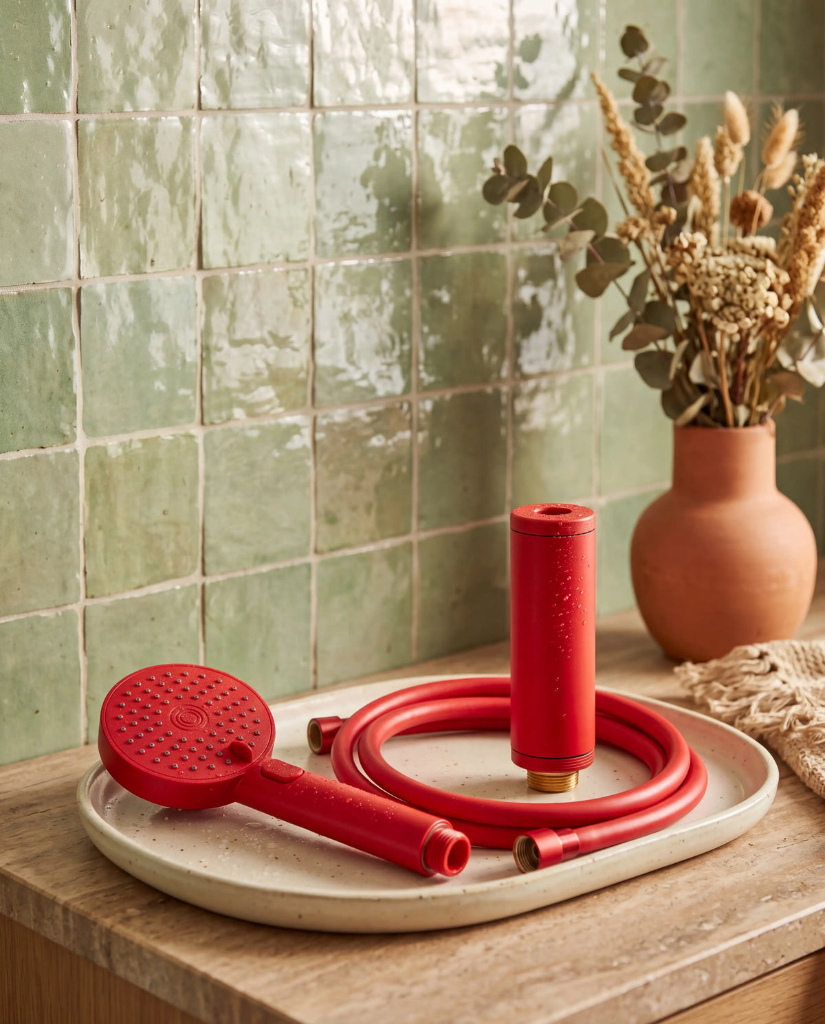 Cherry Showrz filter shower head and filter with matching hose