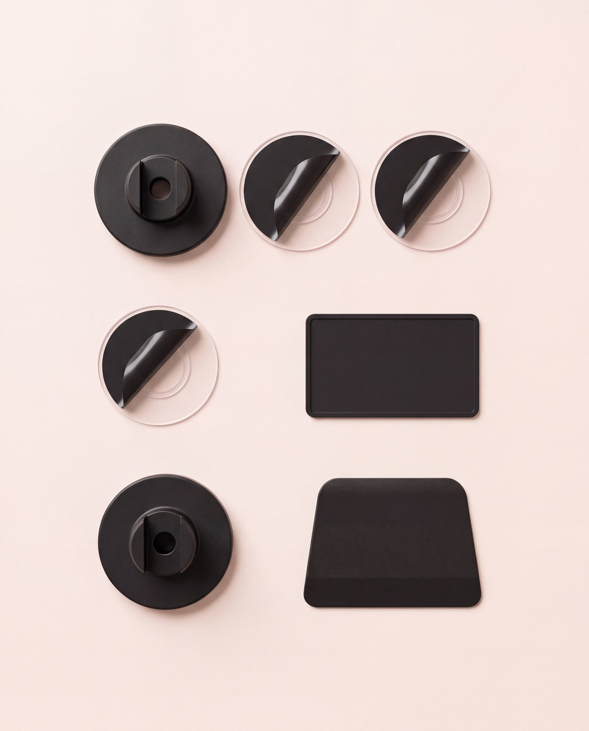Matte Black Showrz Moving Kit: replacement mounts and adhesives
